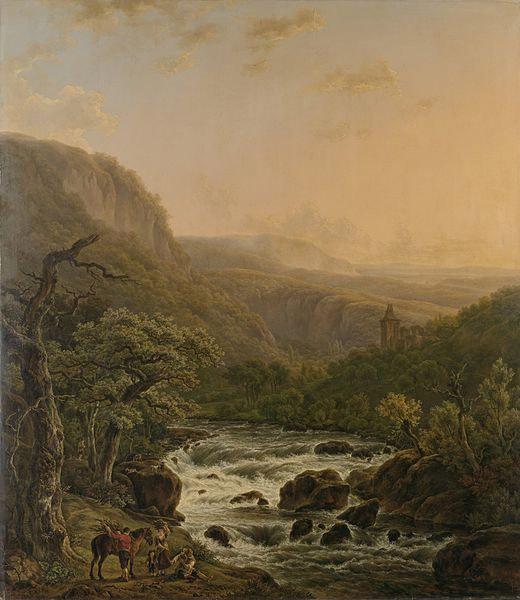 Henri van Assche Rivier in de Ardennen bij zonsondergang oil painting image